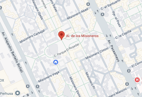 Mapa de Alameda de los Misioneros y Parque Rosedal, Ciudad Satélite Santa Rosa